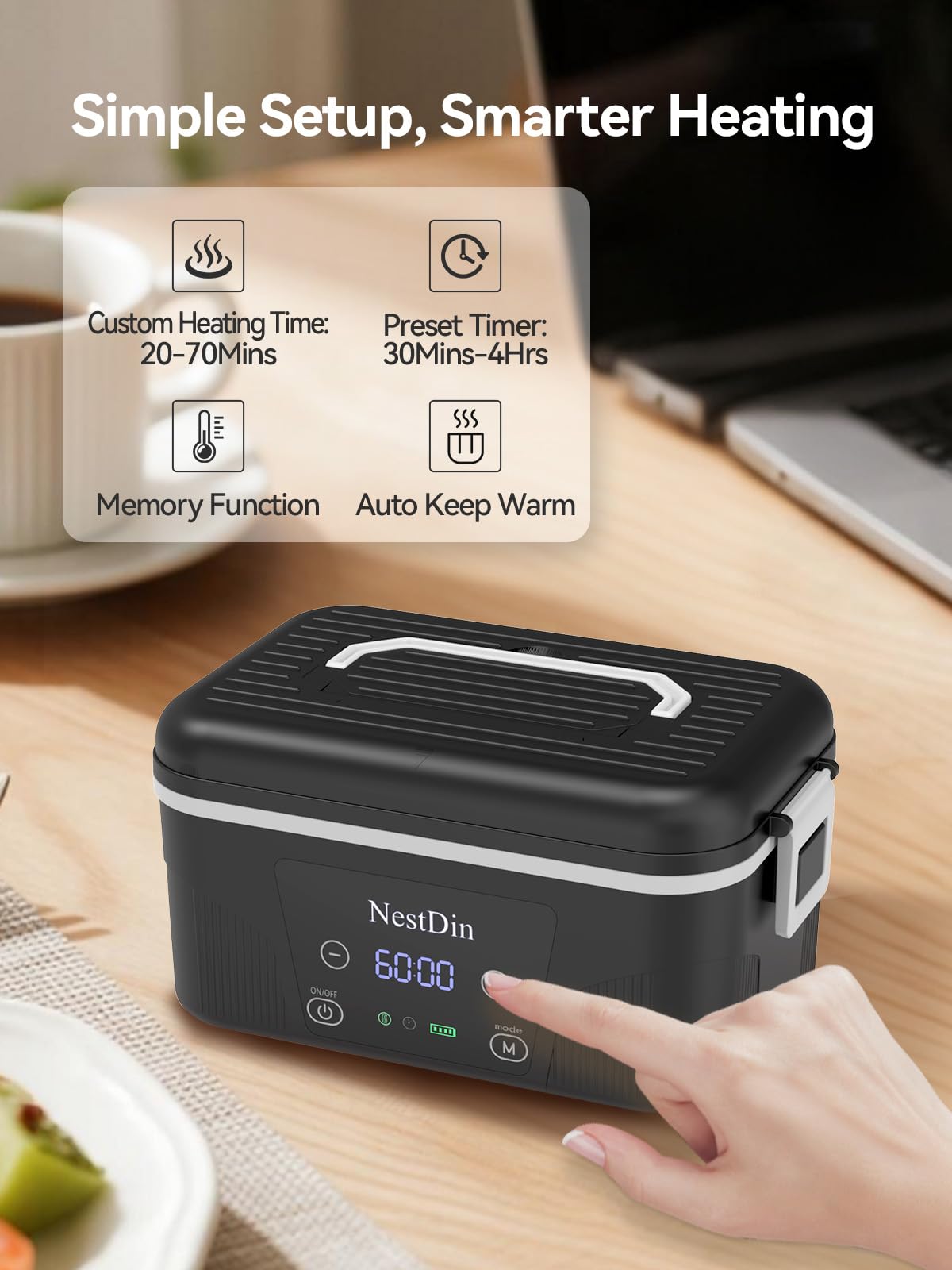 NestDin calentamiento rápido y uniforme para disfrutar de comida caliente y sabrosa.