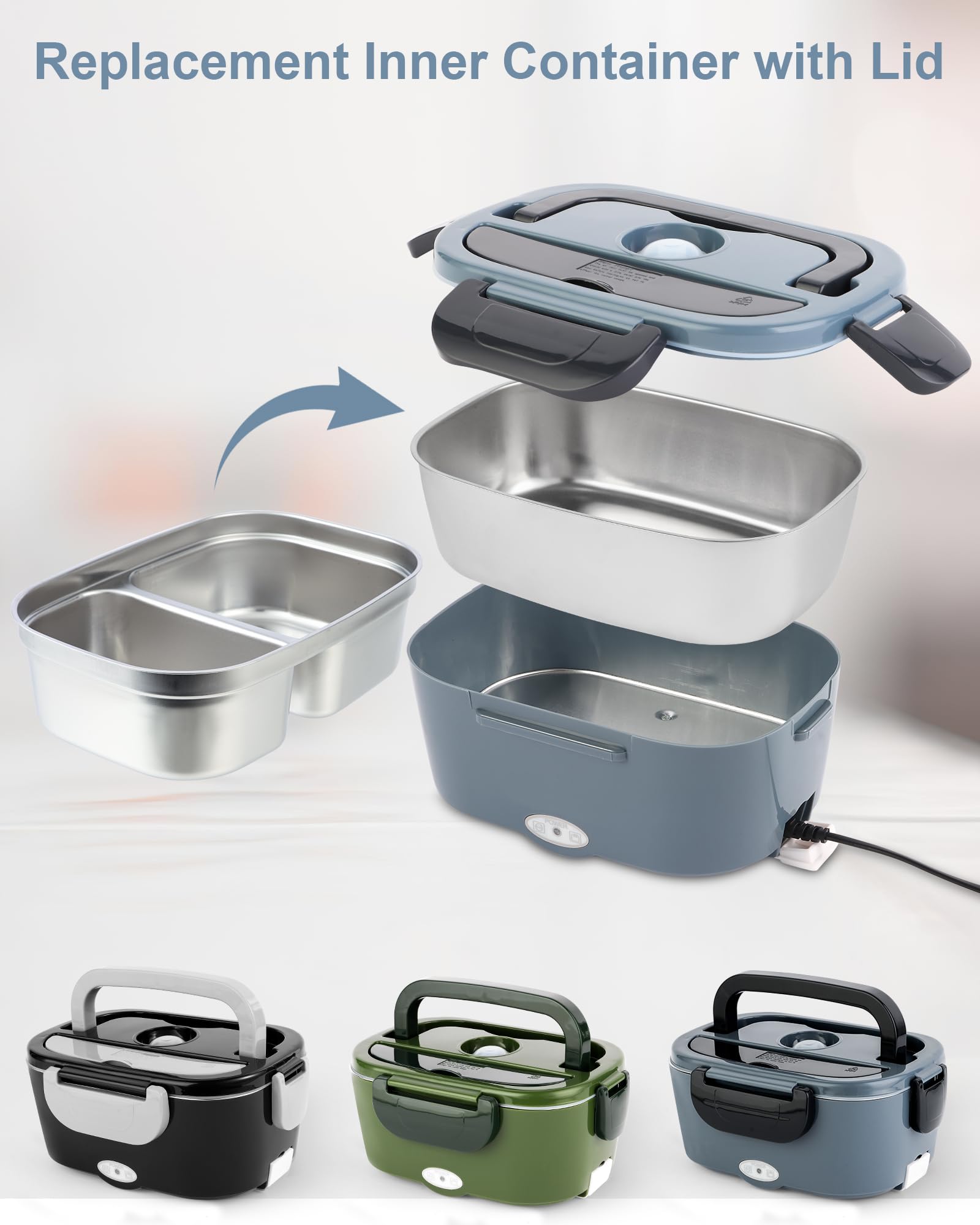 NestDin contenedor de acero inoxidable, duradero y fácil de limpiar para almuerzos diarios.