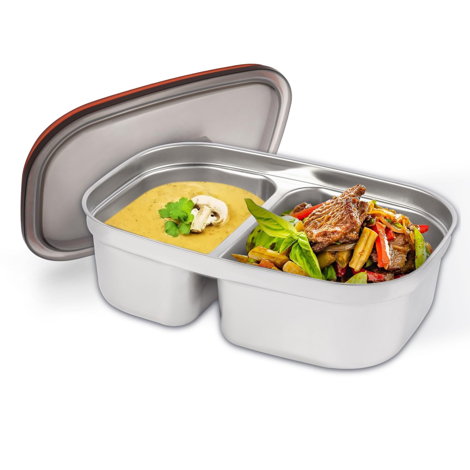 NestDin contenedor de almuerzo de dos compartimentos, ideal para mantener diferentes platos separados.