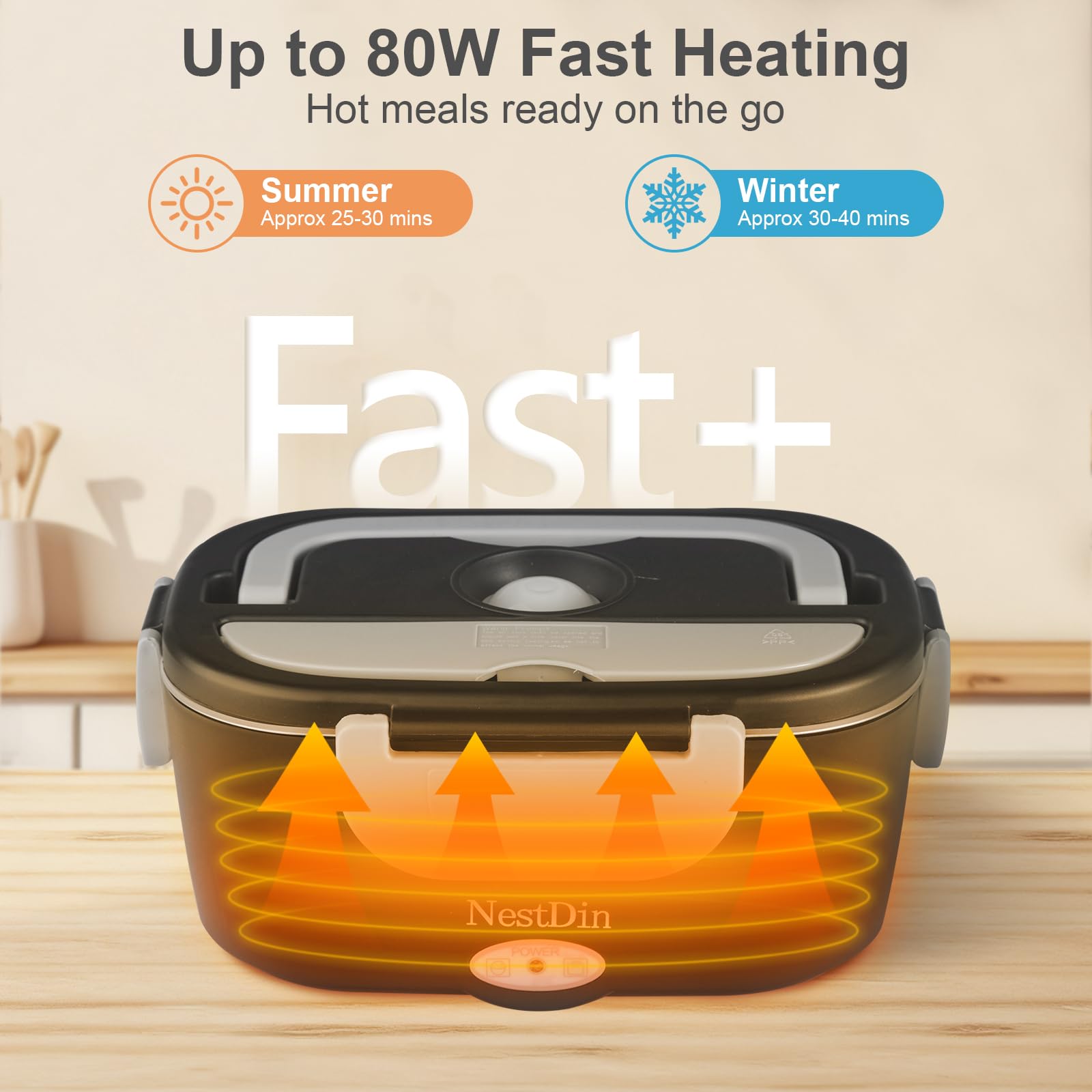 NestDin lonchera eléctrica, cables 110V y 12V/24V para uso en casa, oficina o coche