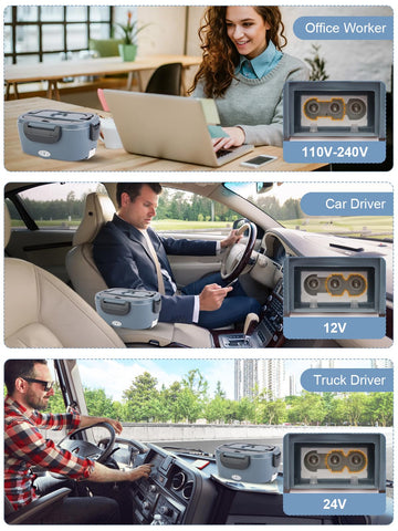 NestDin lunchbox 80W, interior 1.5L en acero inoxidable conserva sabor.