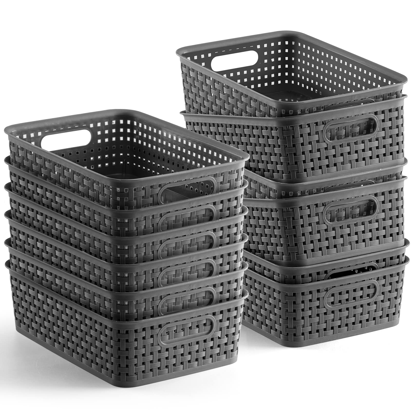 NETANY 12-pack cestas trenzadas con ventilación para despensa ordenada
