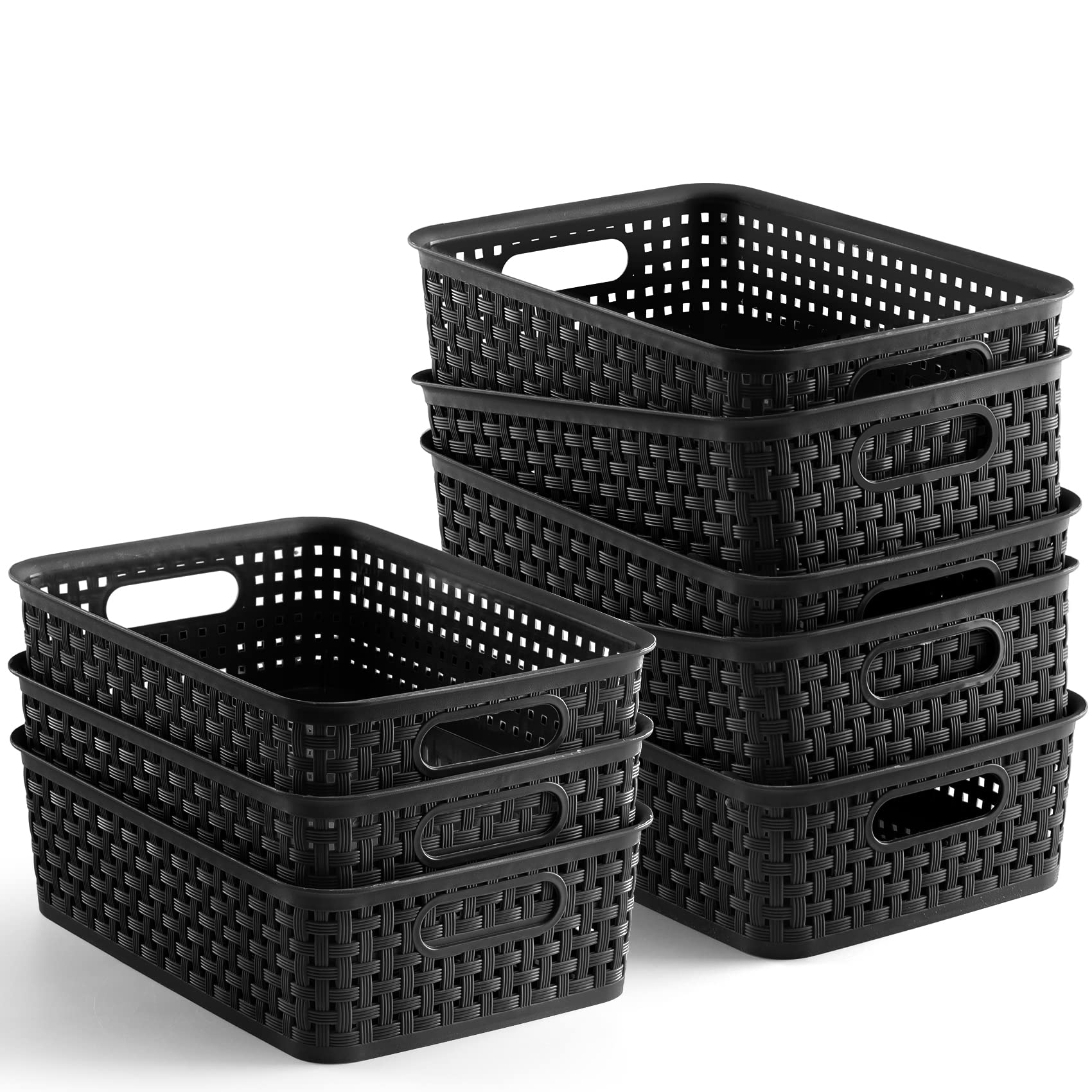 NETANY cestas plásticas 8-pack, vista general para ordenar la despensa.
