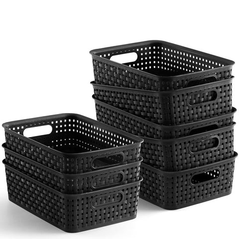 NETANY cestas plásticas 8-pack, vista general para ordenar la despensa.