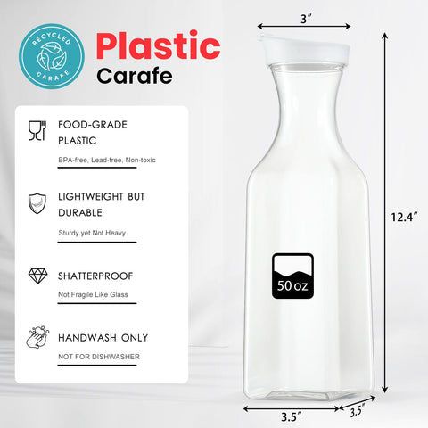 Conjunto de 2 jarras NETANY 50oz con base cuadrada, estable para la mesa