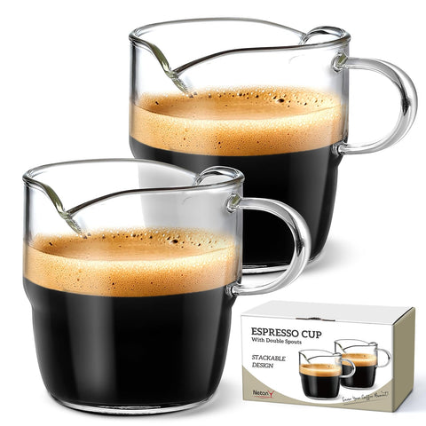 NETANY tazas espresso 6oz con doble chorro para vertido limpio y crema consistente