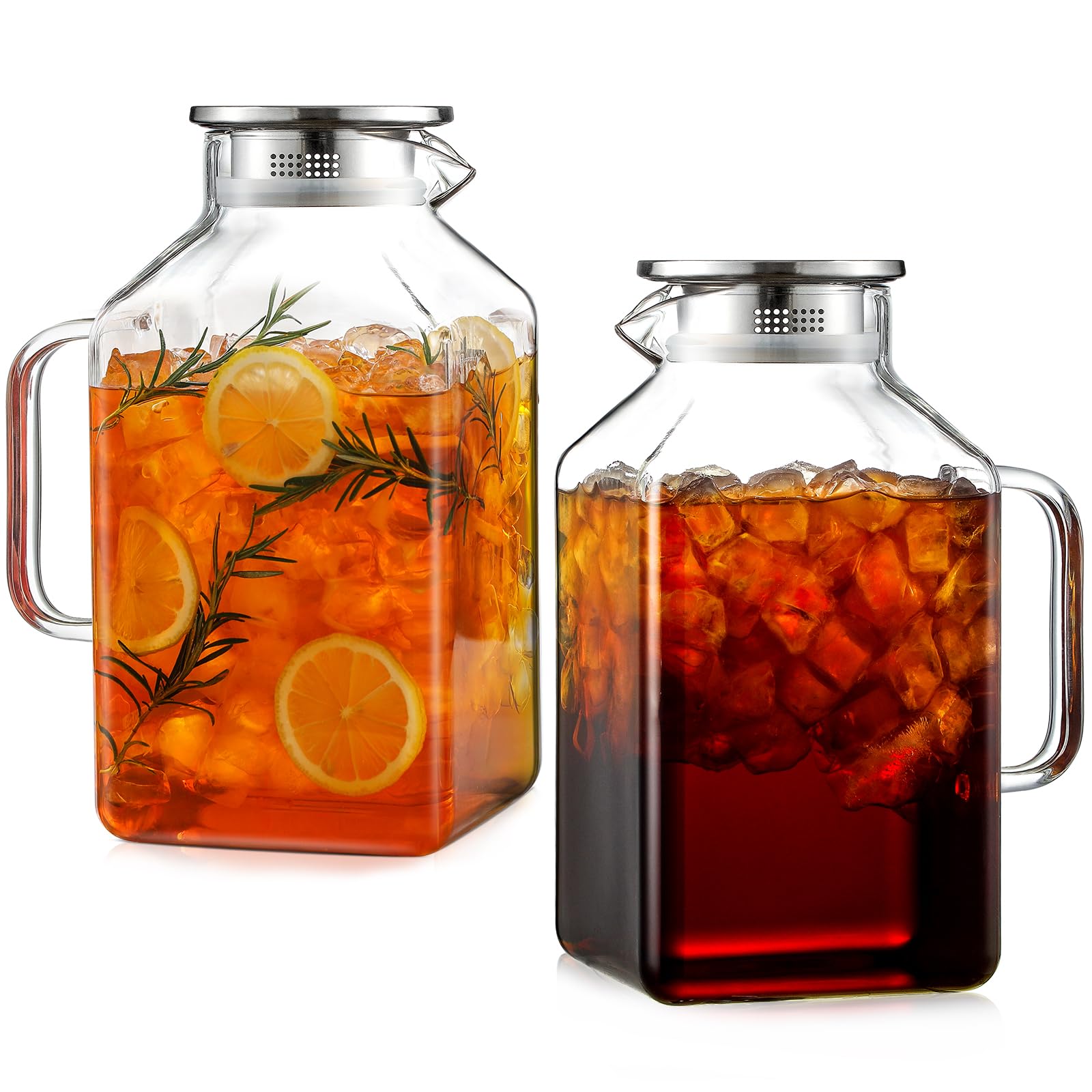 Jarra NETANY cuadrada de 1 galón con tapa, ideal para bebidas frías y calientes.