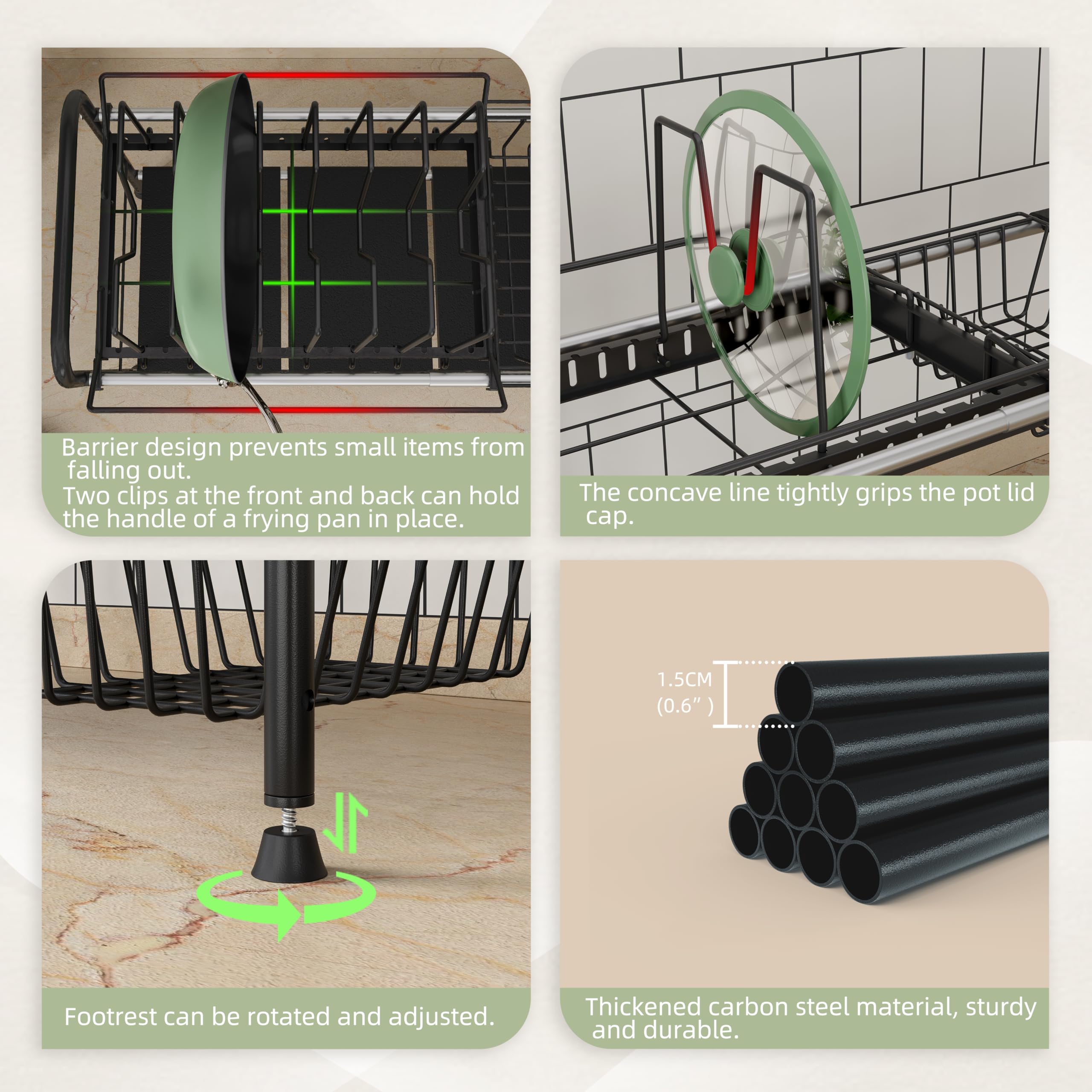 NETEL rack para ollas con divisores, diseño práctico y estable