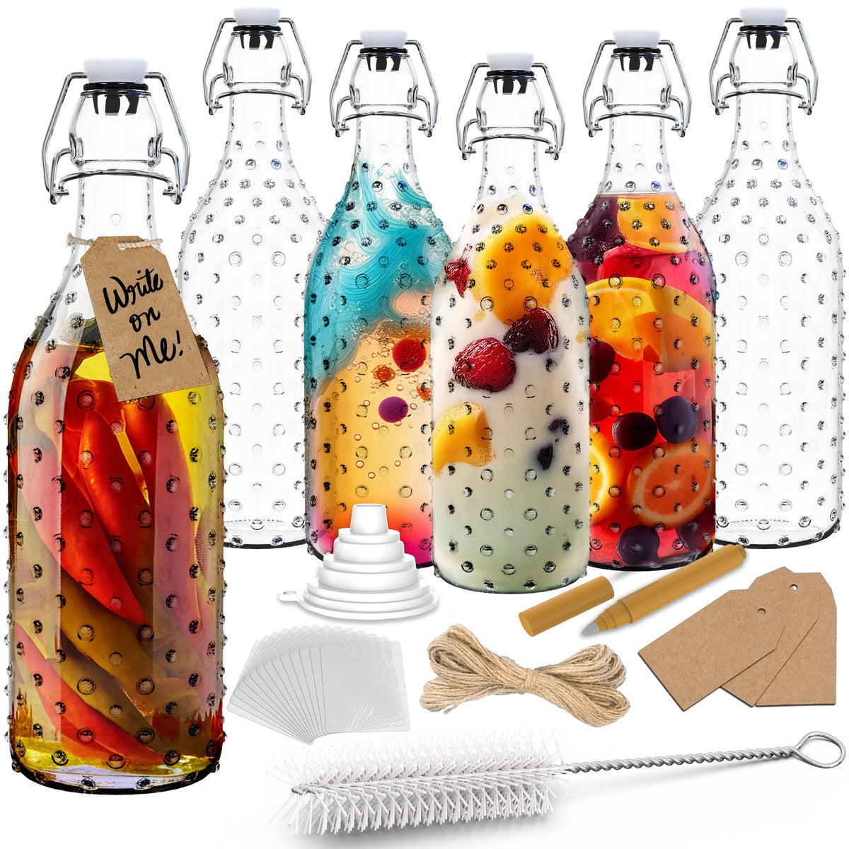 Botellas Nevlers de vidrio 17oz con tapa giratoria y cierre hermético para bebidas
