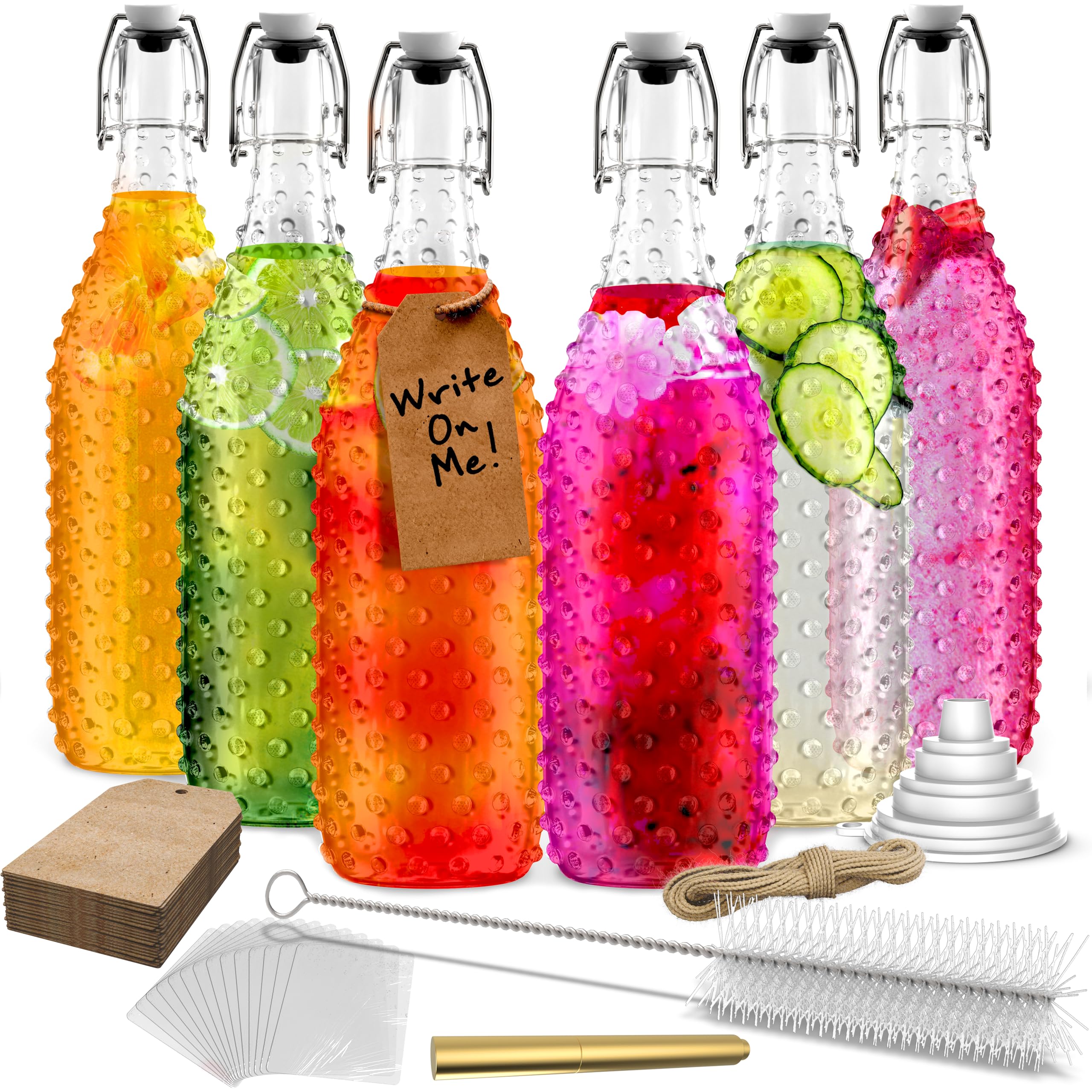 Nevlers botellas de vidrio 33oz con cierre de aro para conservas y bebidas.