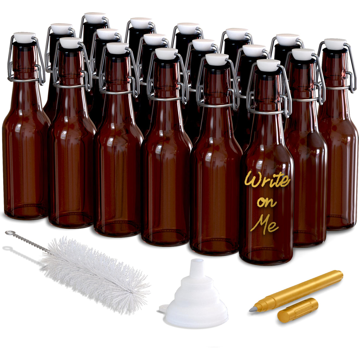 Nevlers botella de vidrio ámbar con tapa giratoria para sellado hermético y conservación de sabor.