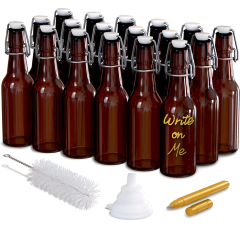 Nevlers botella de vidrio ámbar con tapa giratoria para sellado hermético y conservación de sabor.
