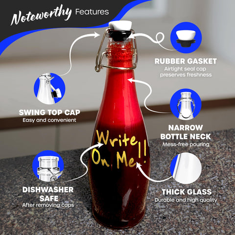 Nevlers botella de vidrio con tapa cerrojo para conservar frescura de jugos caseros