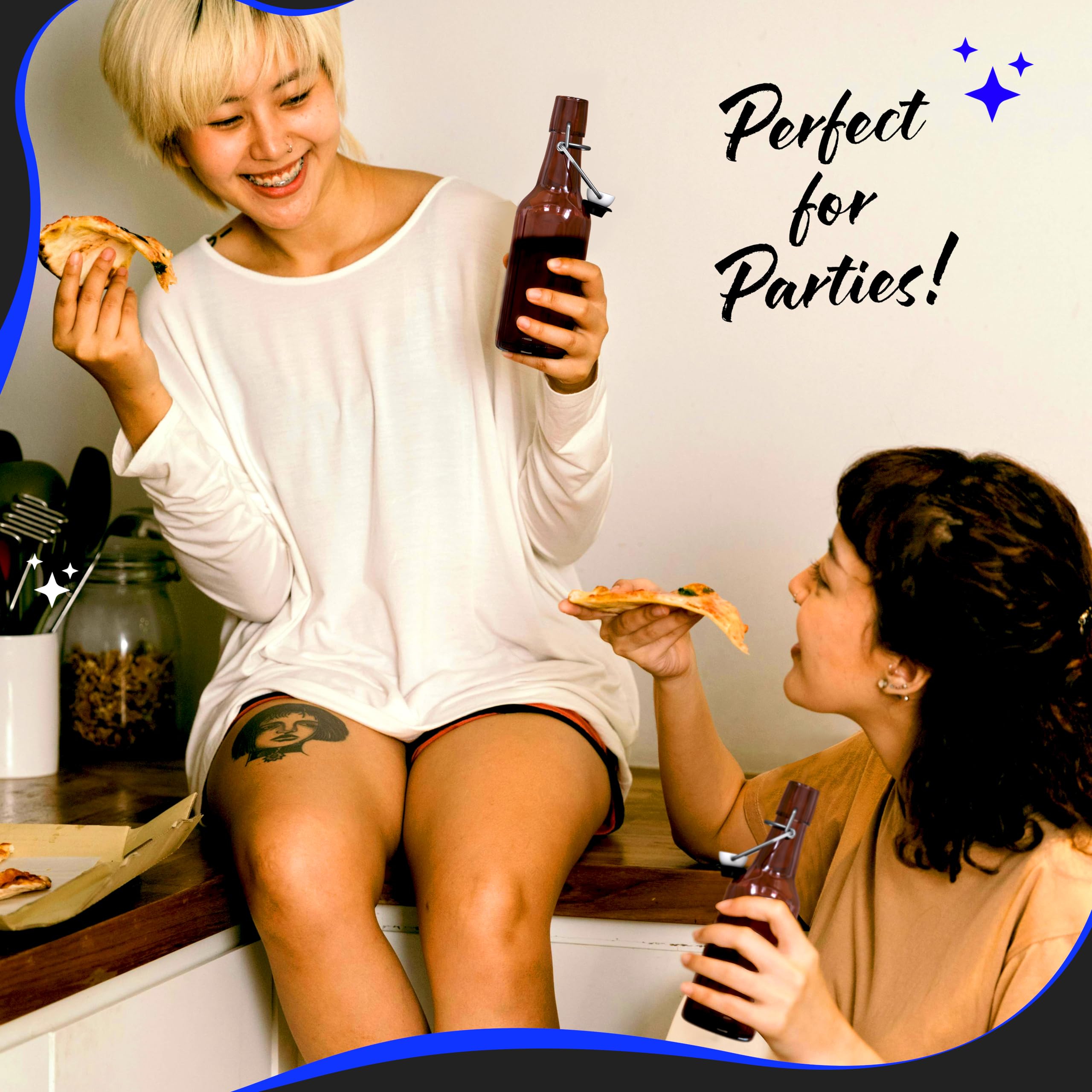 Nevlers juego de 18 botellas para elaboración casera y almacenamiento práctico.