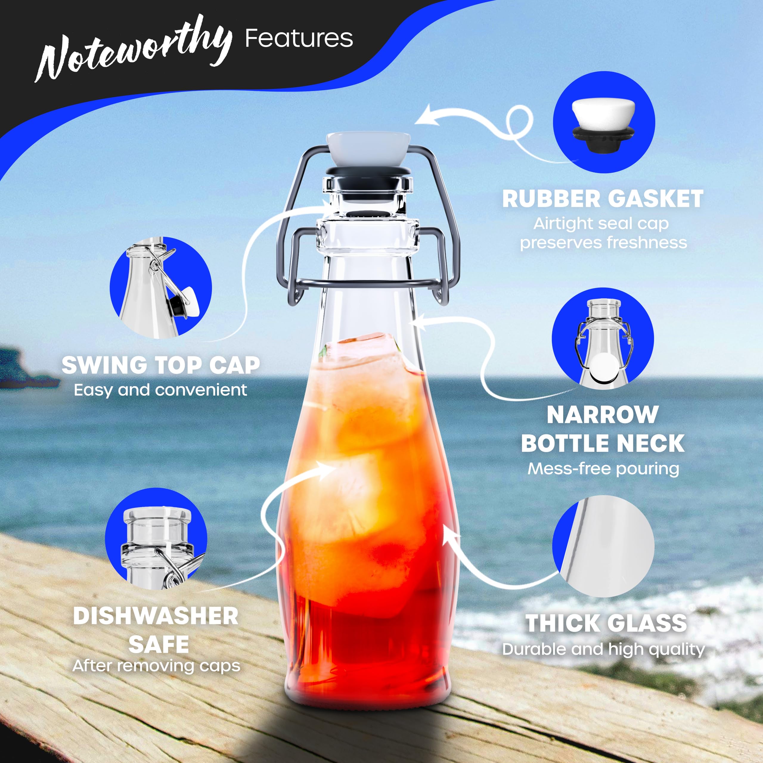 Conjunto Nevlers de 12 botellas con accesorios, perfecto para embotellar y organizar.