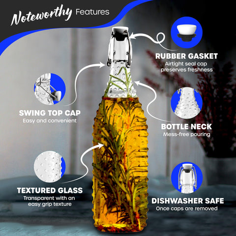 Conjunto Nevlers de 6 botellas de vidrio para bebidas y salsas.
