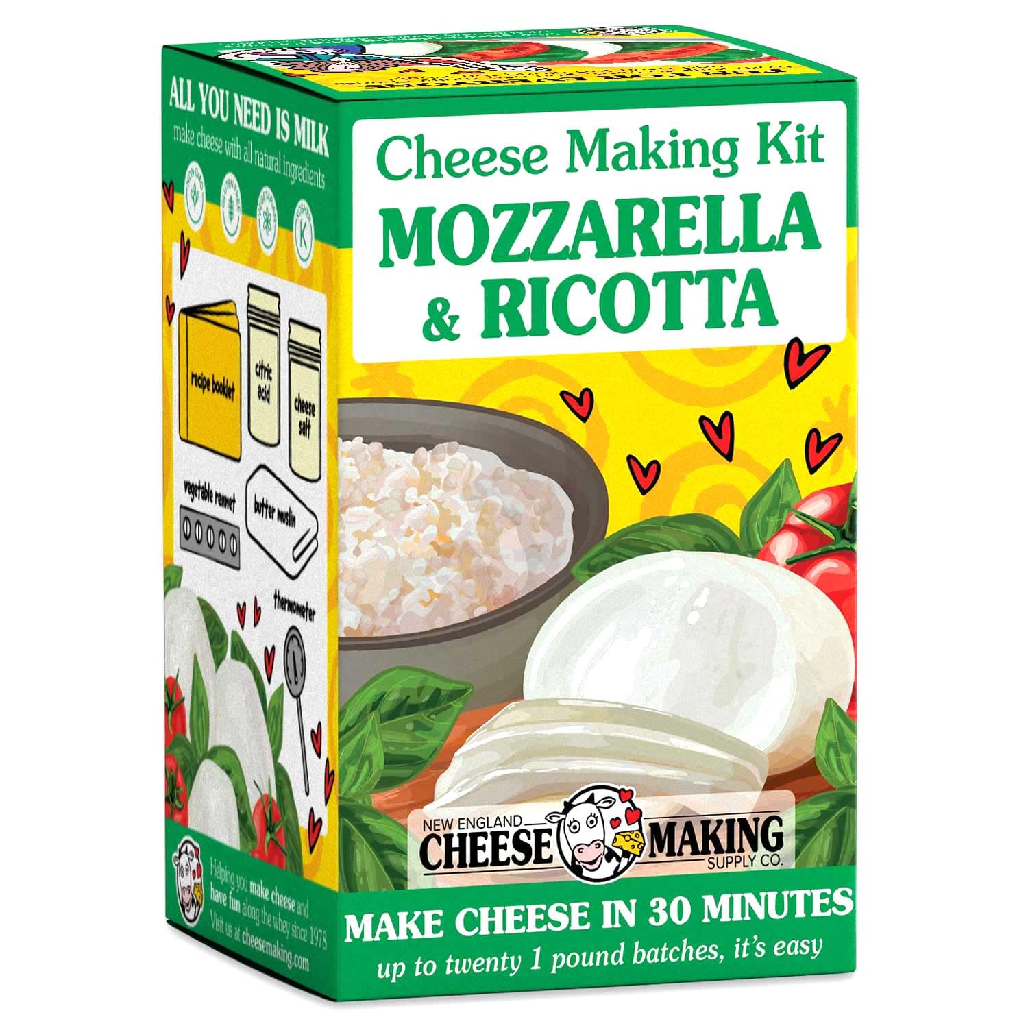 Kit New England Cheesemaking para Mozzarella y Ricotta, ideal para hacer quesos caseros frescos