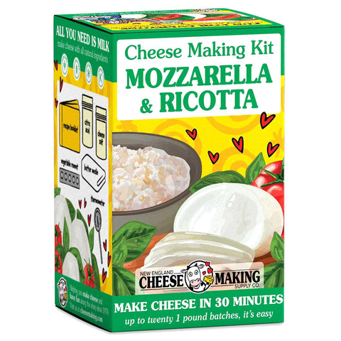 Kit New England Cheesemaking para Mozzarella y Ricotta, ideal para hacer quesos caseros frescos