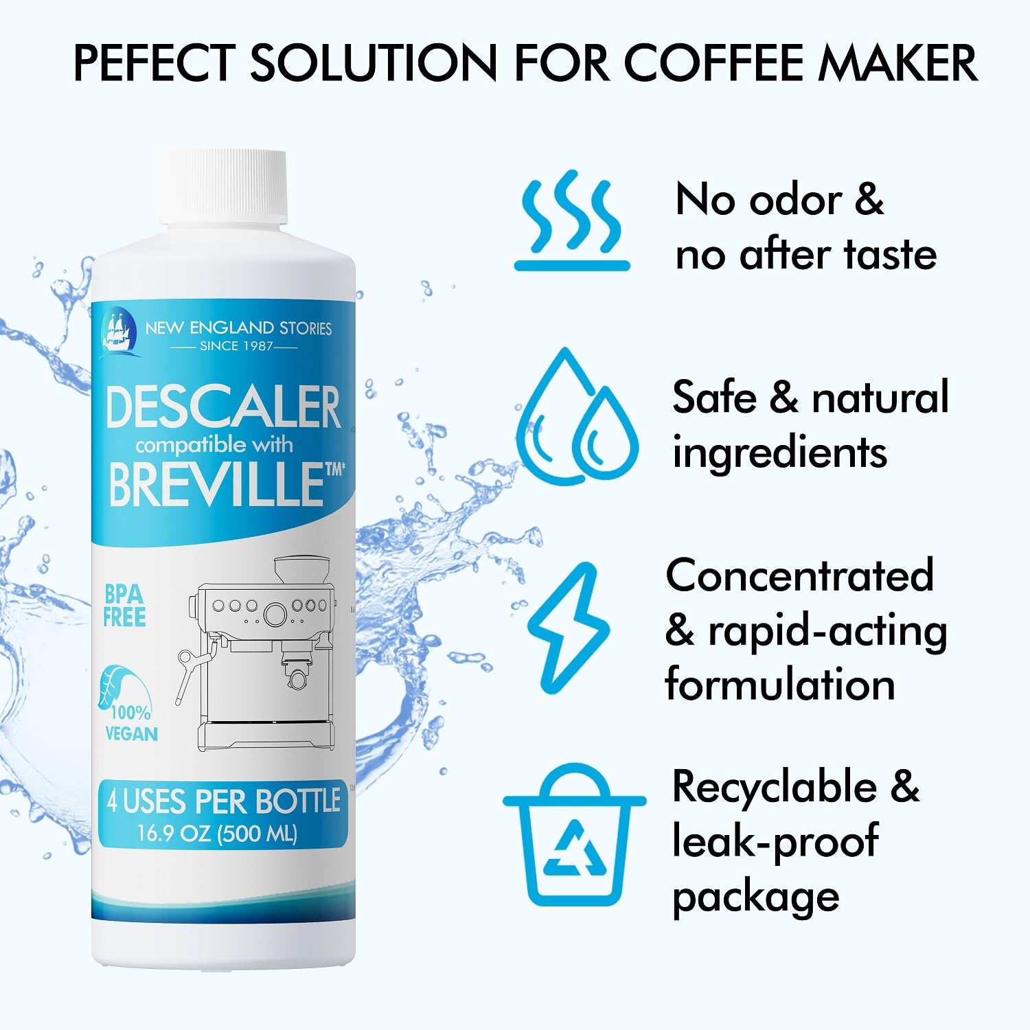 New England Stories descalcificador base vegetal sin olor para cafés más puros