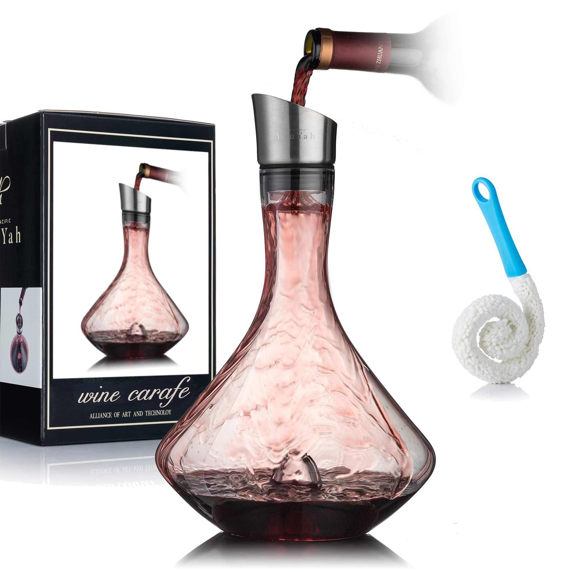 YouYah decantador de vino con aerador incorporado para oxigenar y realzar aromas.