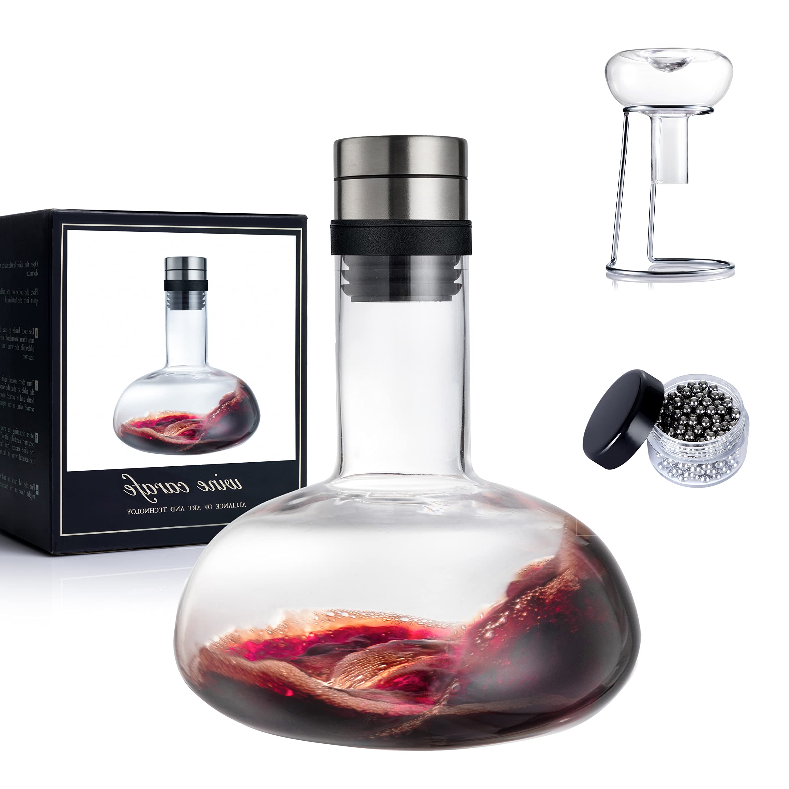 NEW PACIFIC YOUYAH decantador vino cristal 1300ml: decantación rápida y aromática