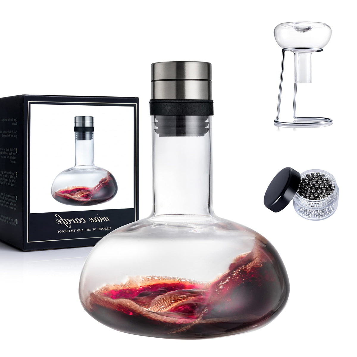 NEW PACIFIC YOUYAH decantador vino cristal 1300ml: decantación rápida y aromática