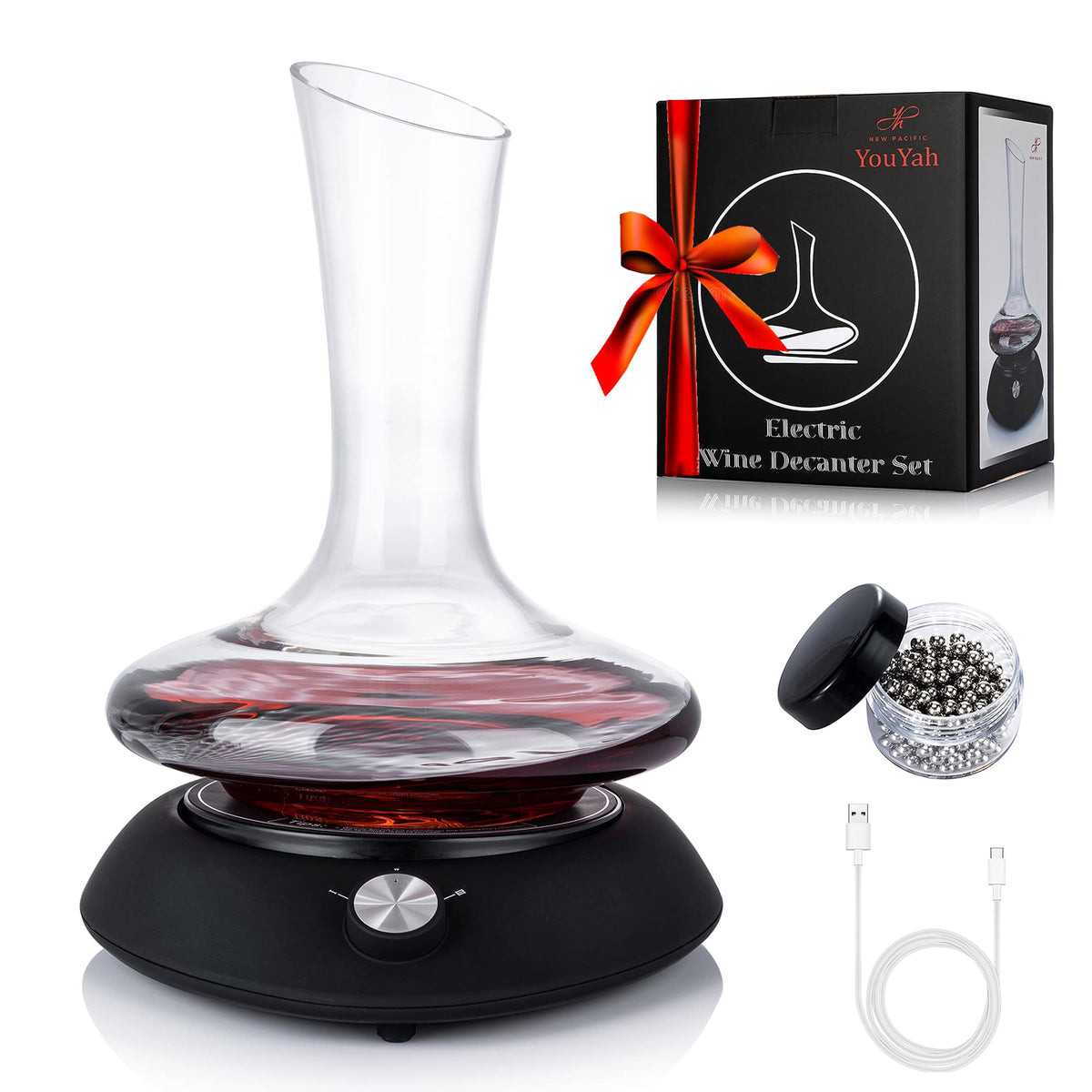 NEW PACIFIC YOUYAH decantador de vino con base eléctrica para aeración eficiente