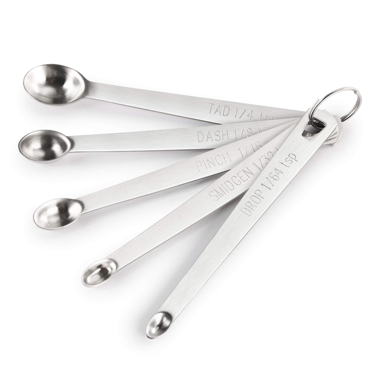 New Star Foodservice 42924: cucharas medidor de tamaño reducido, acero inoxidable, juego compacto para cocina.