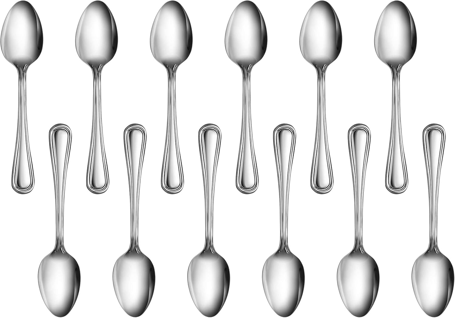New Star Foodservice 58147: cuchara de 6 pulgadas con patrón delgado y acabado brillante para mesa diaria.
