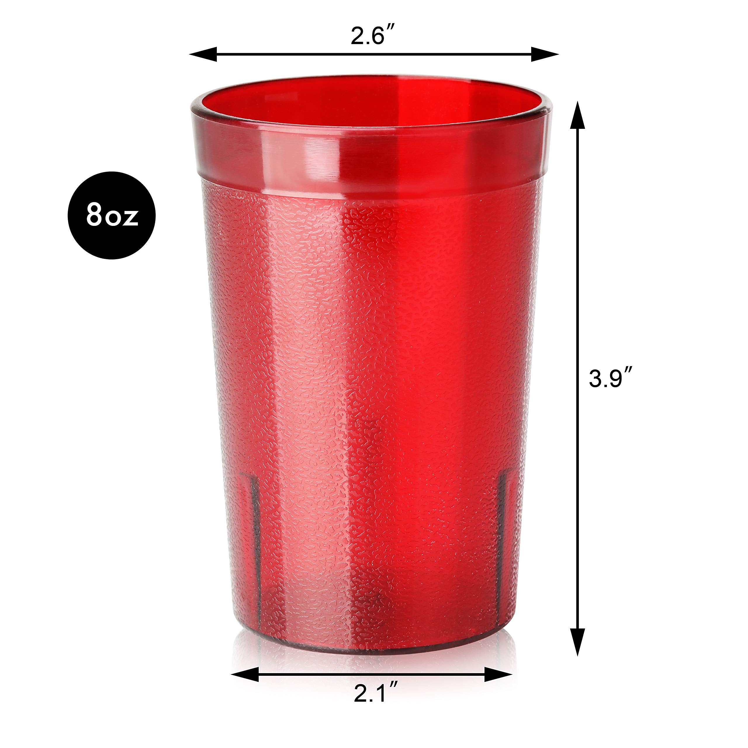 New Star Foodservice, borde-liso-vasos-8oz-rojo, agarre cómodo y servicio rápido.