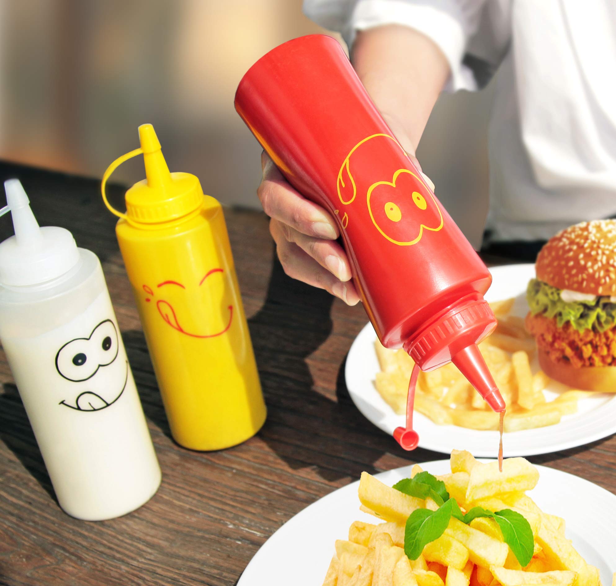 Botella New Star Foodservice para cocina en rojo, diseño práctico.