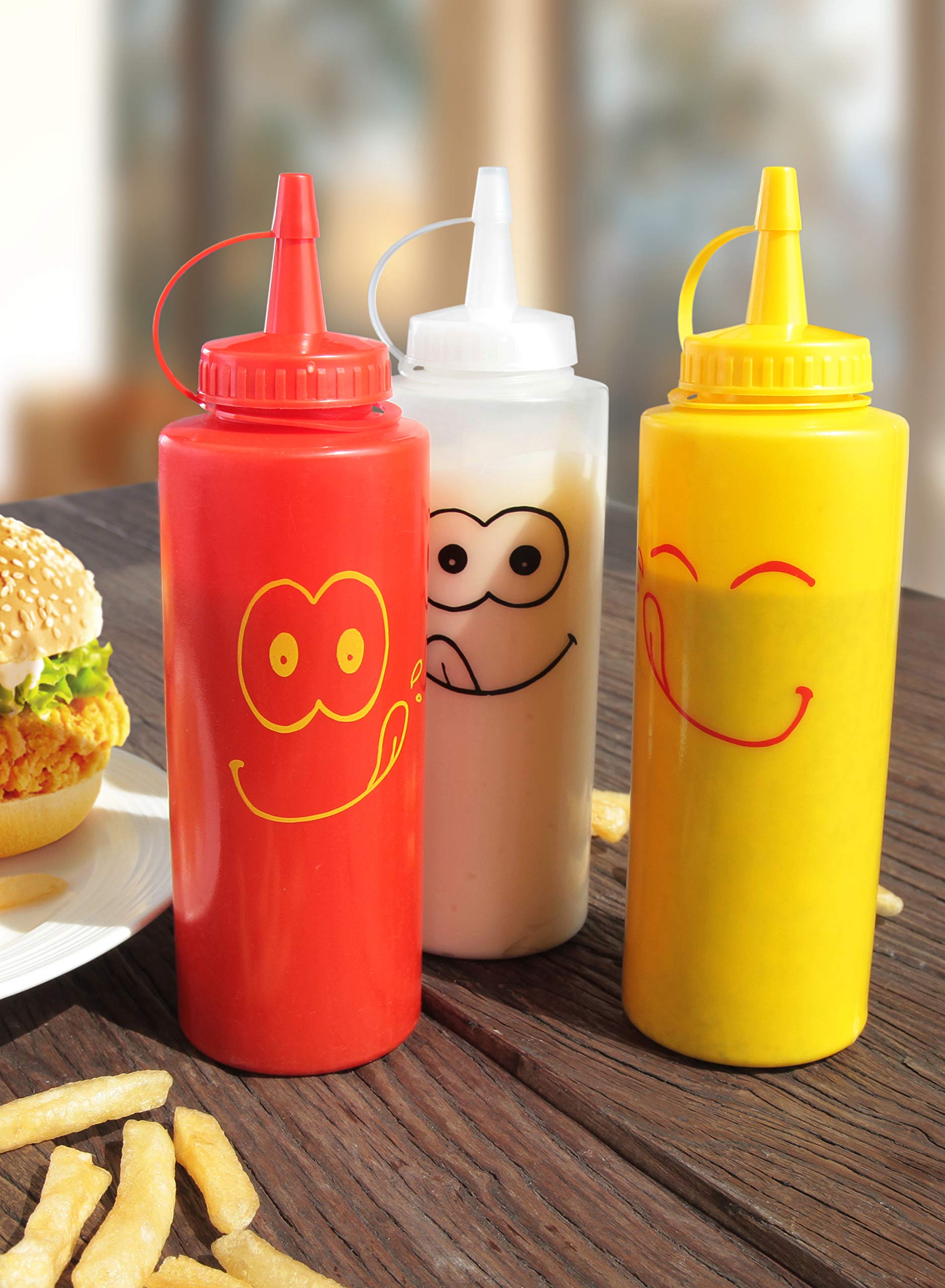 Botella New Star Foodservice con rosca doble roja para evitar fugas.