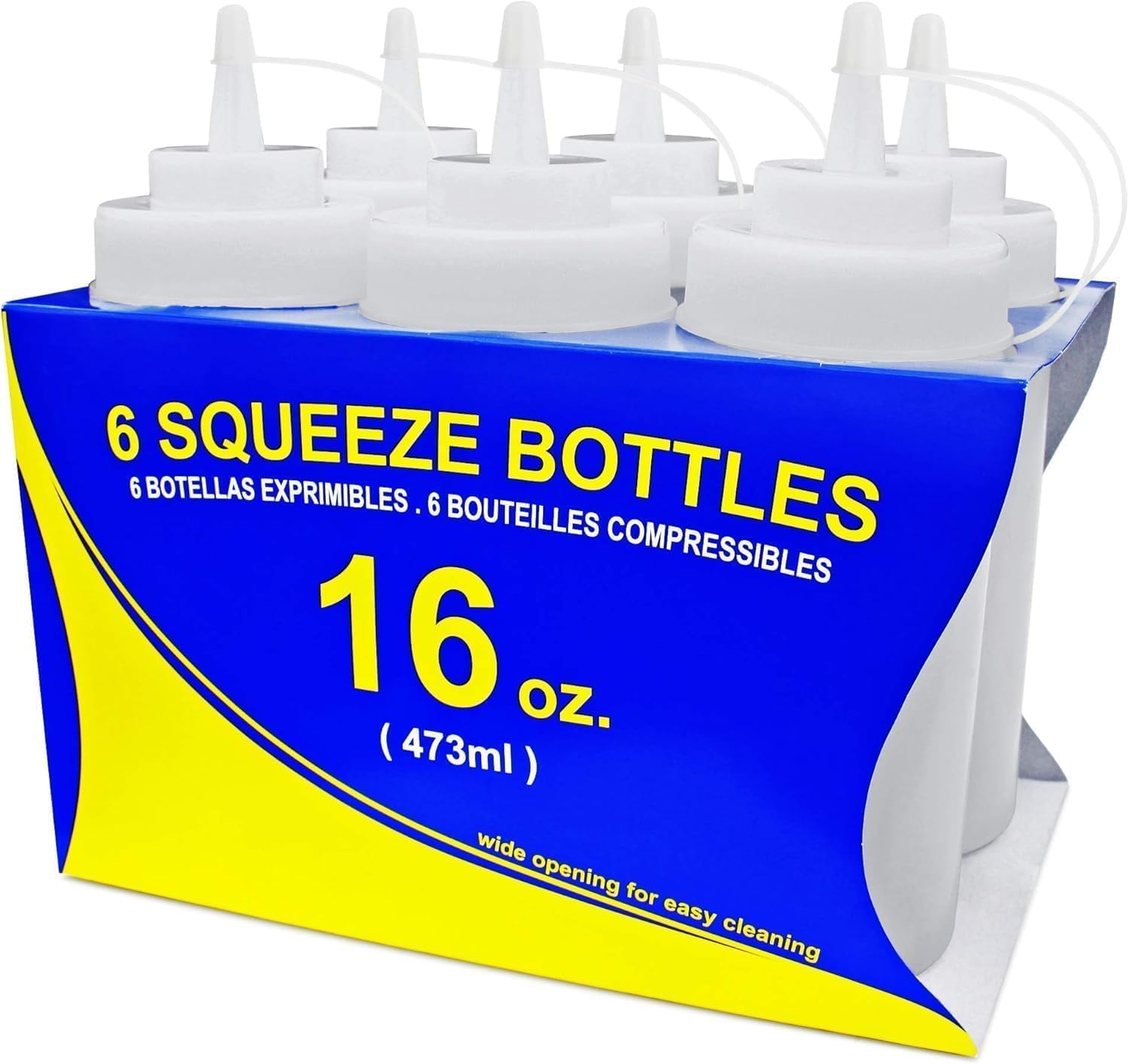 New Star Foodservice botellas squeeze boca ancha de 16 oz para condimentos.
