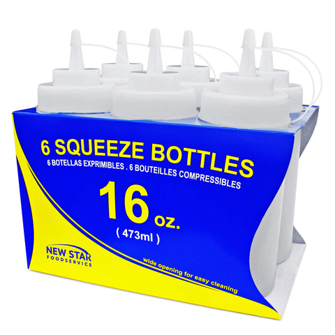 New Star Foodservice botella squeeze plástico transparente para salsas.