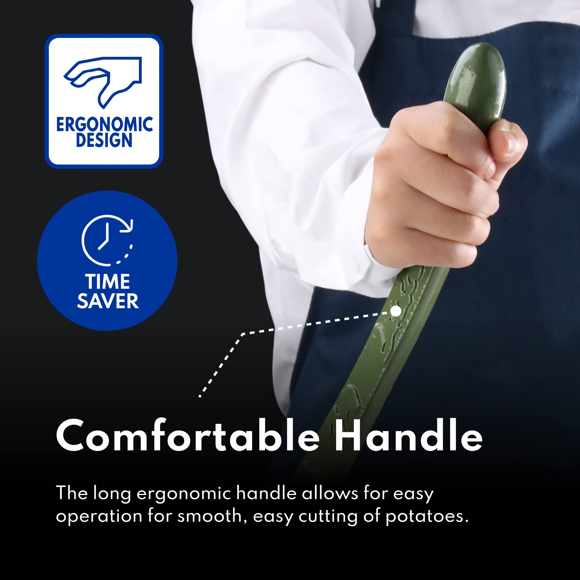 Corte de 3/8 pulgadas para porciones uniformes con el cortador New Star Foodservice.