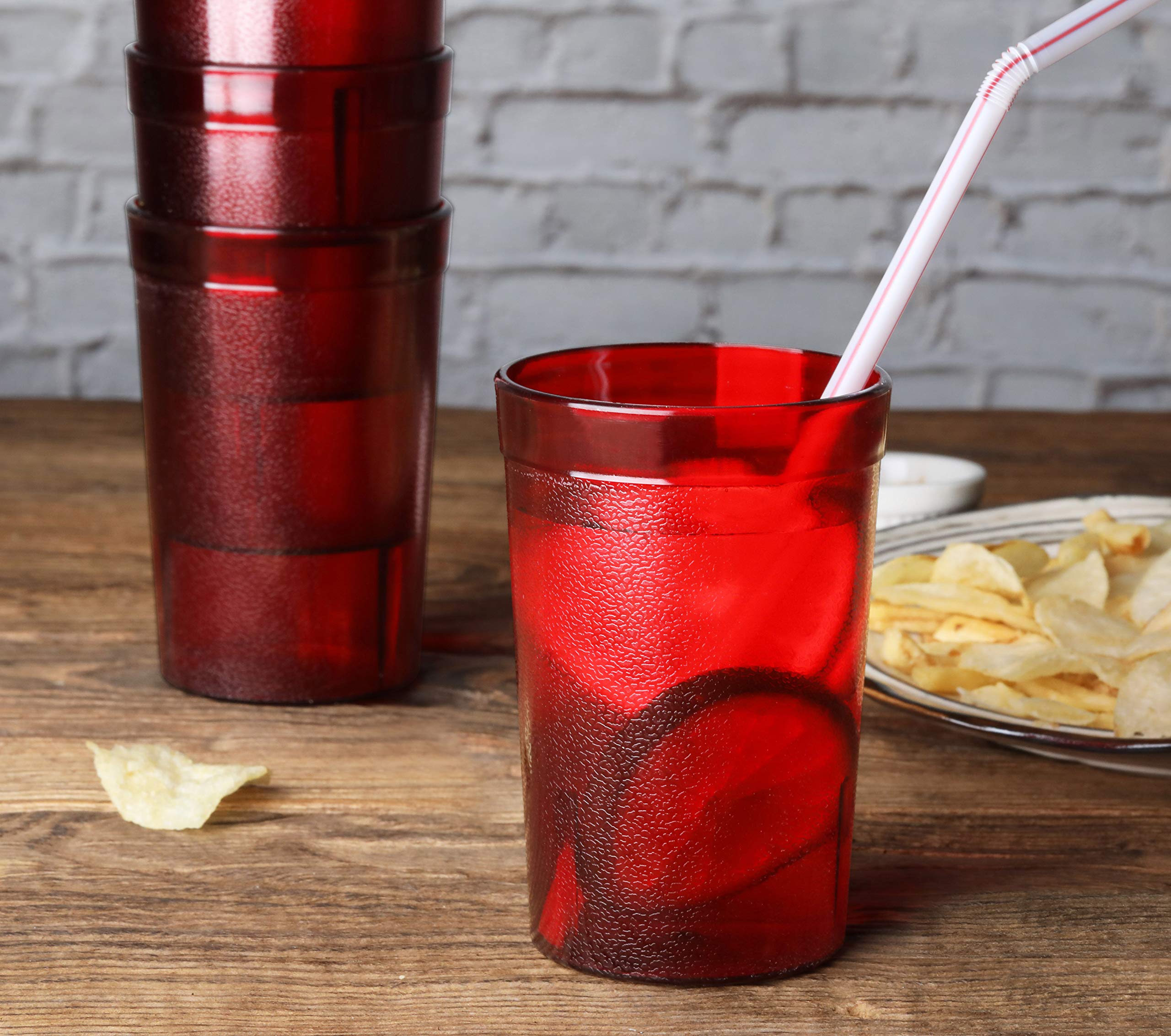 New Star Foodservice, vasos-para-bar-8oz-rojo, ideales para estaciones de bebidas.