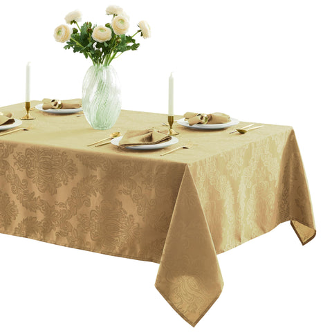 Mantel Newbridge Barcelona Damask, vista superior, ideal para comidas elegantes.