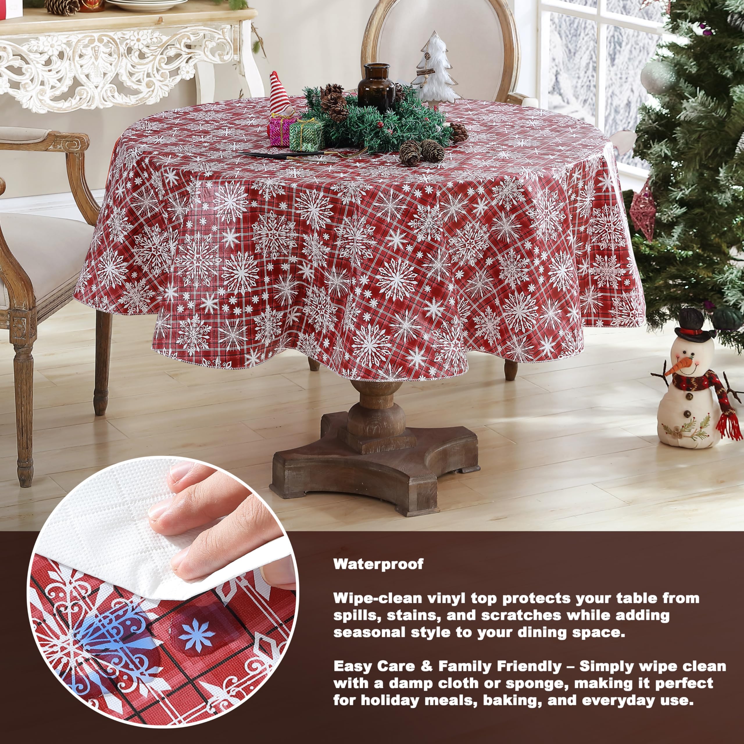 Newbridge Snowfall mantel vinilo, diseño a cuadros verdes, crea ambiente invernal.