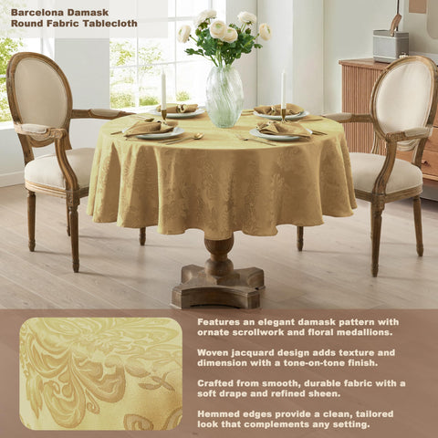 Mantel Newbridge Barcelona damasco con acanto, acabado elegante para banquetes.