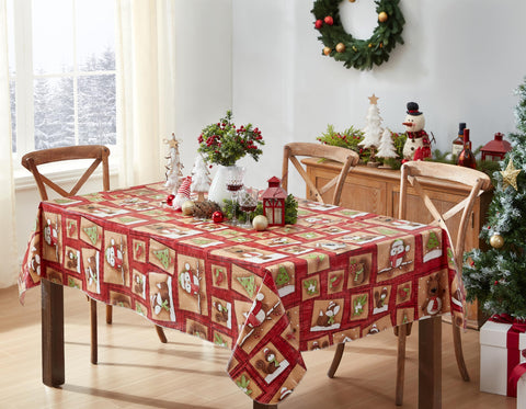 Mantel Newbridge Navidad bosque amigas buho, protección contra manchas durante la cena