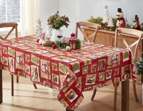 Mantel Newbridge Navidad bosque amigos zorro, diseño festivo y limpieza fácil para la mesa
