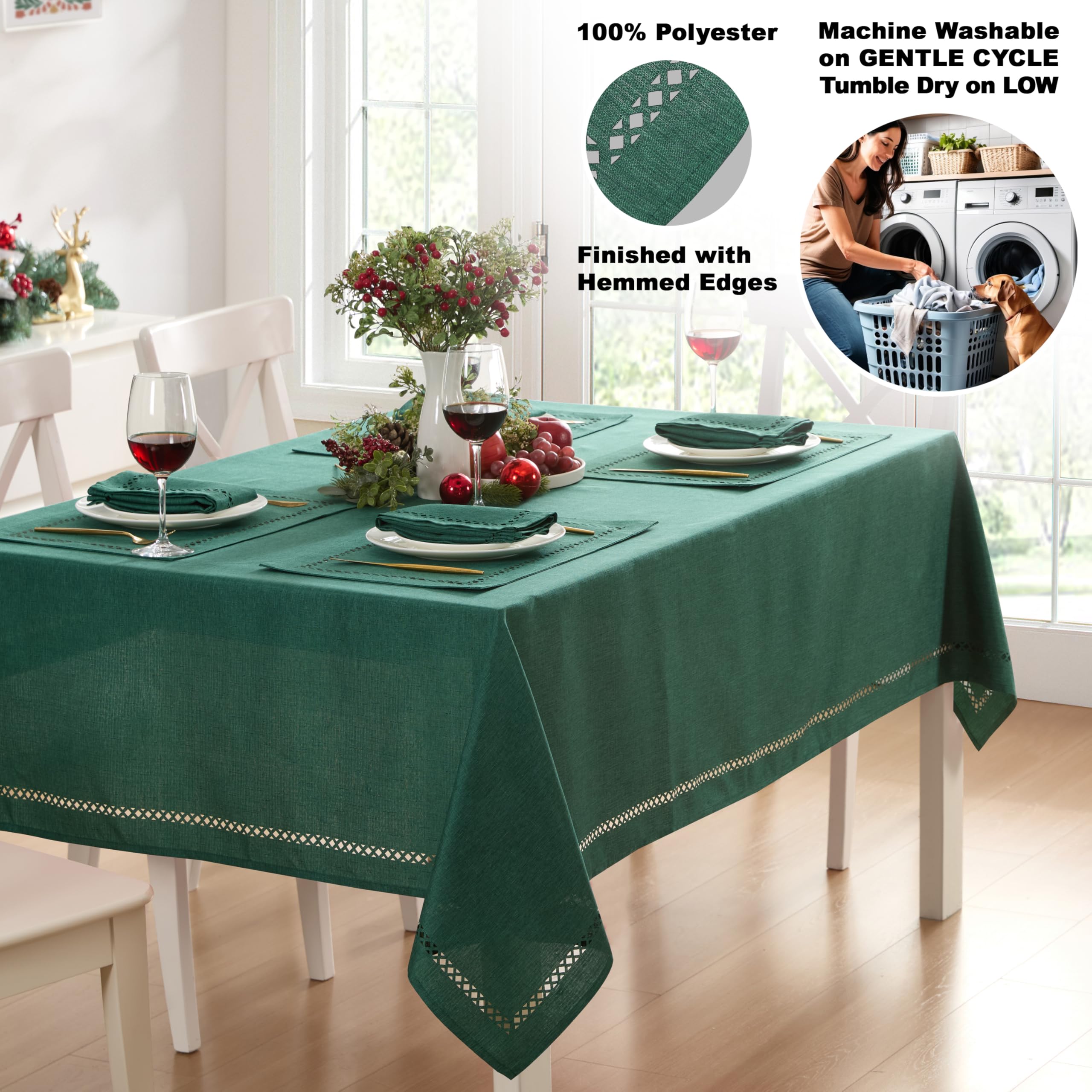 Mantel Newbridge anti manchas, fácil de limpiar tras comidas.