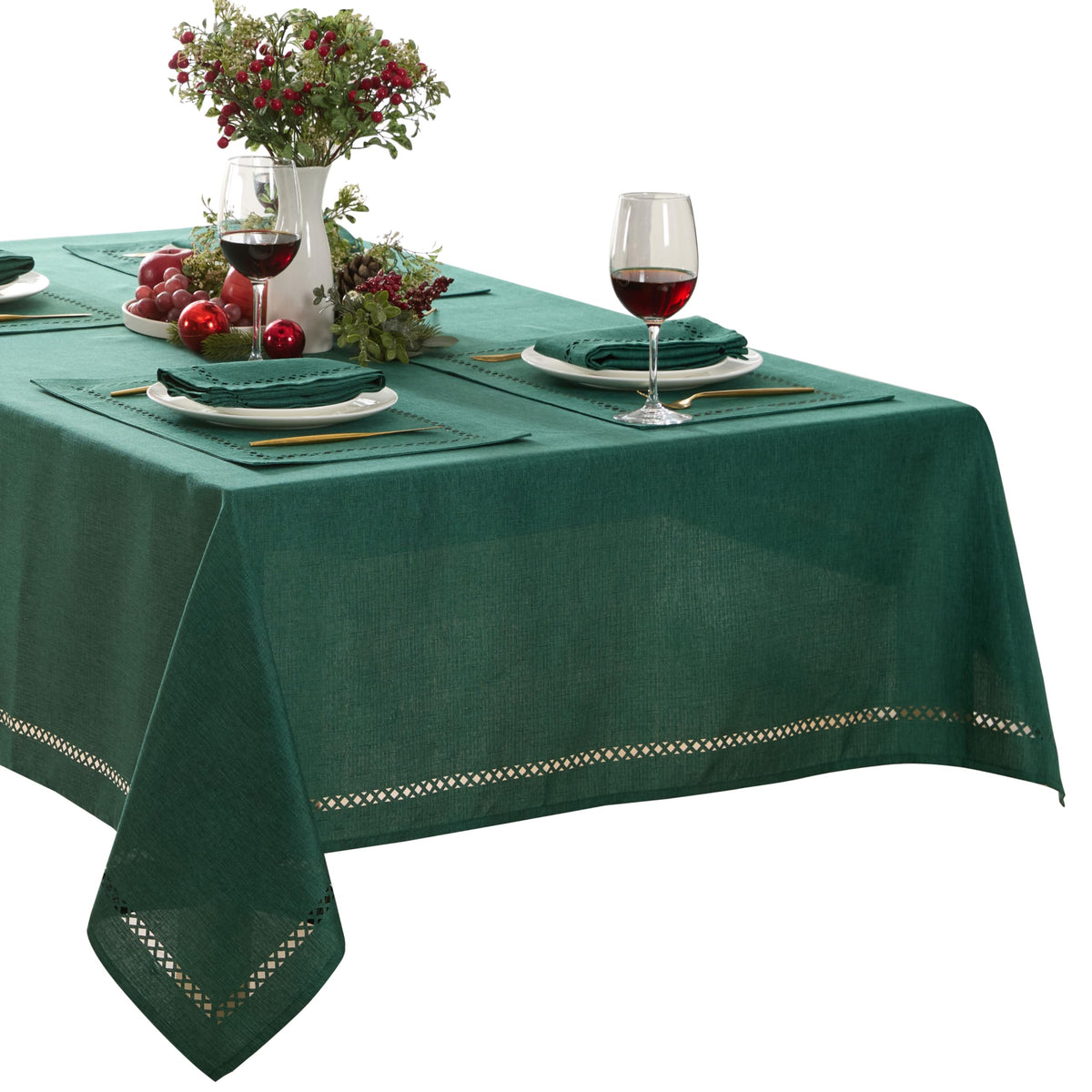 Mantel Newbridge Provence con trama enrejada para cenas festivas al aire libre.