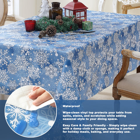 Diseño copos de nieve en mantel vinilo Newbridge para fiestas