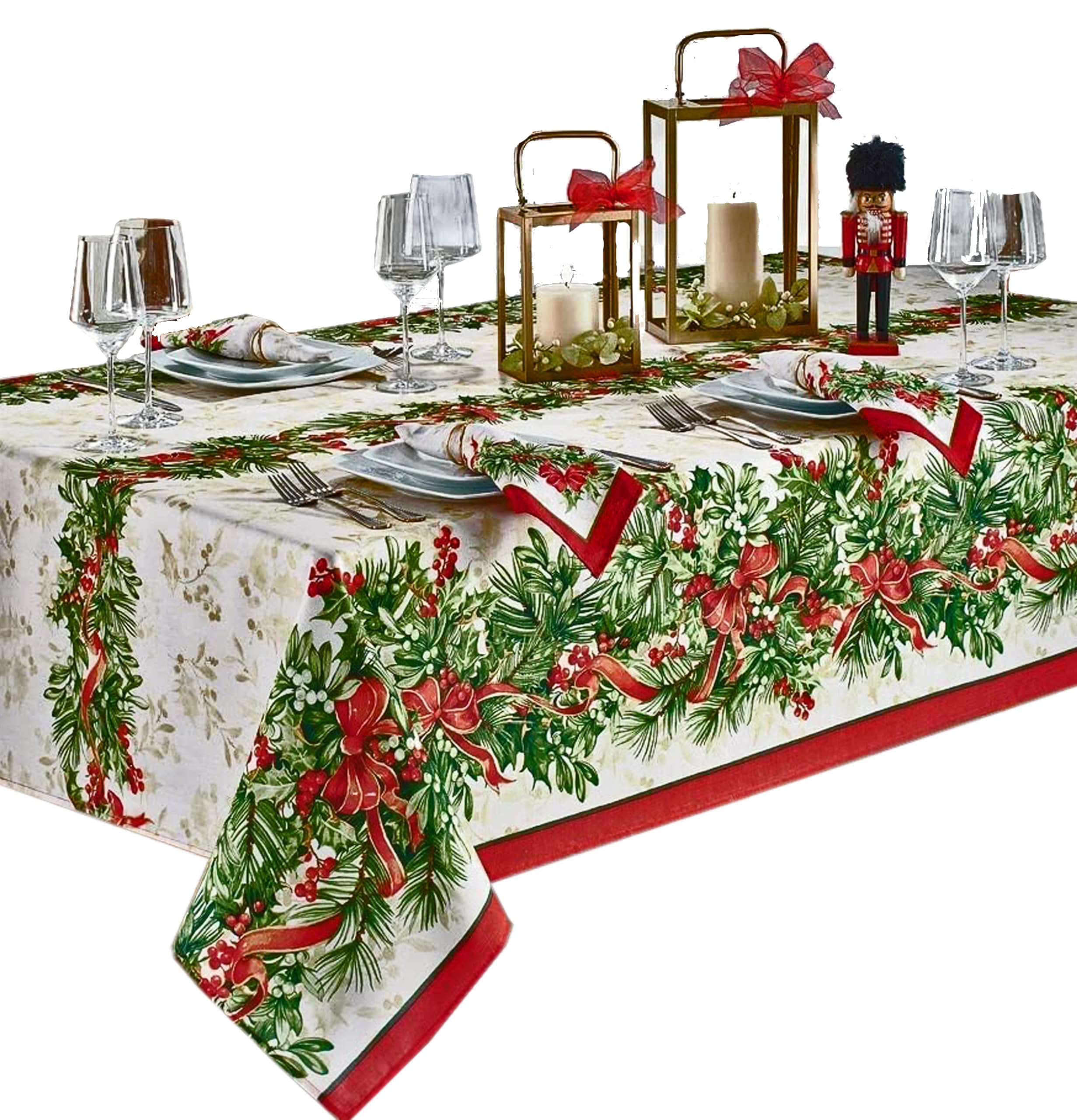 Manteles para fiestas de invierno de Newbridge, limpieza rápida y sin plancha.