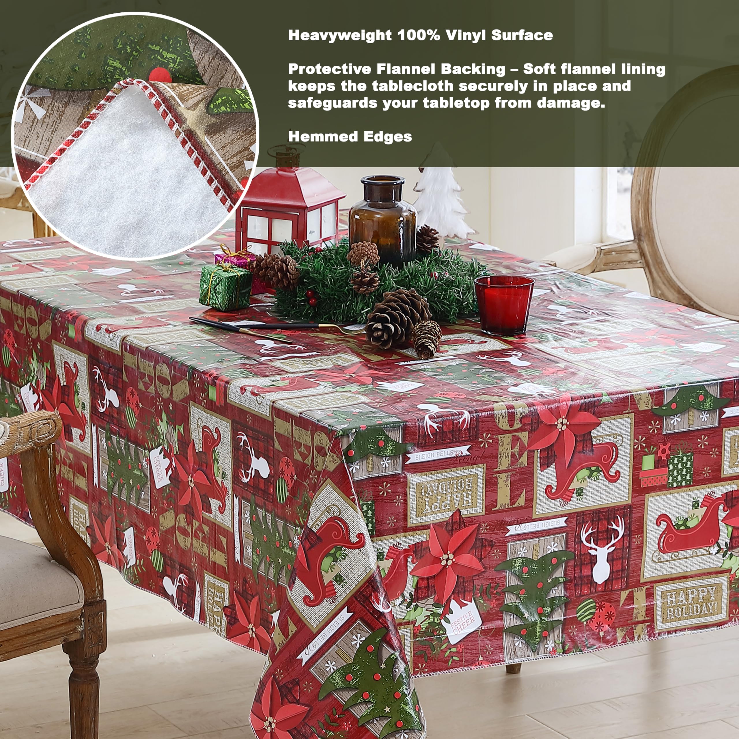 Newbridge motivos poinsettias árboles y regalos crean ambiente festivo.