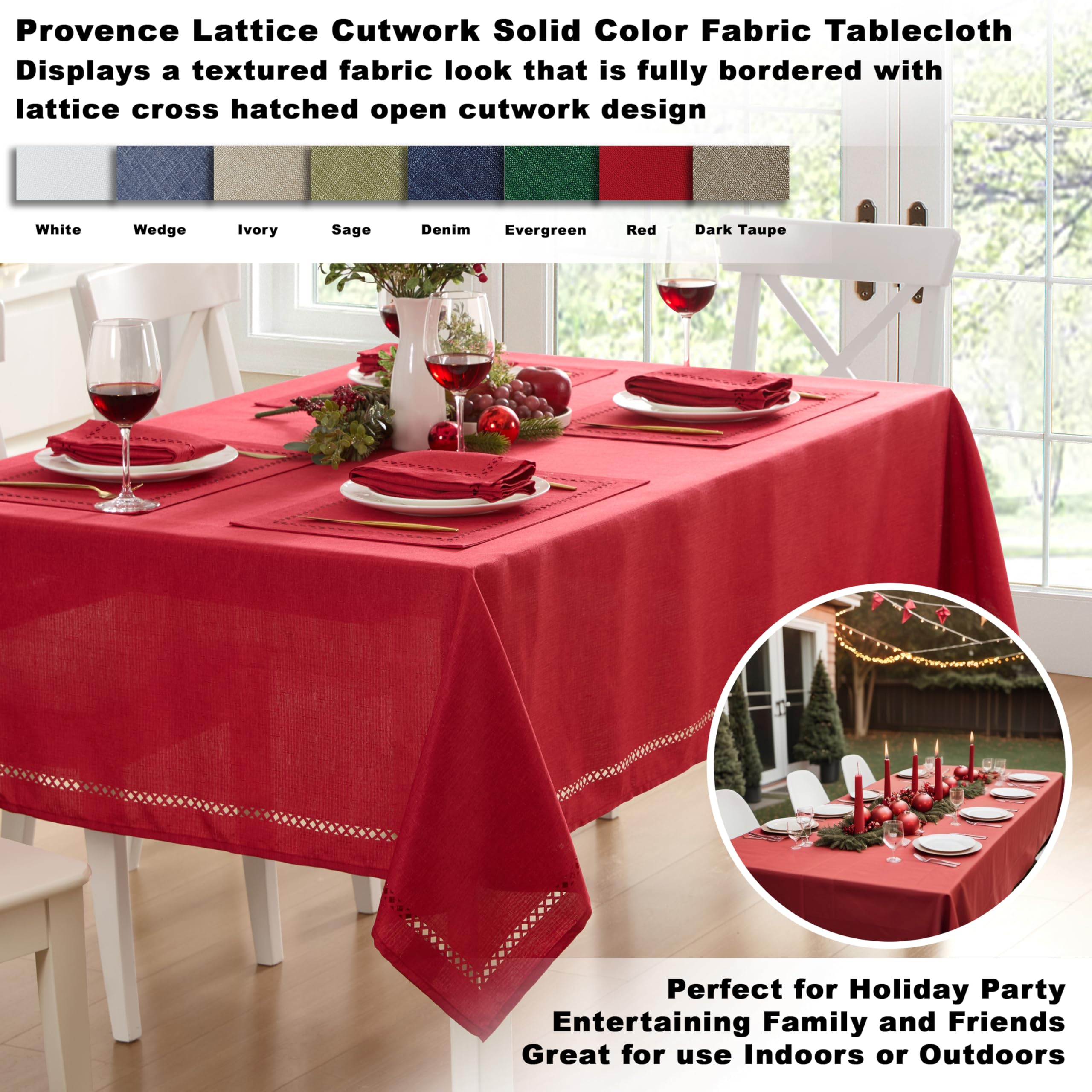 Mantel Newbridge rojo texturado, práctico para uso diario de mesa.