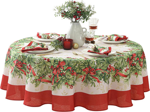 Servilletas Newbridge para cenas navideñas con bordes rojos y dorados.