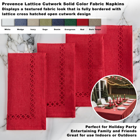Newbridge servilletas navidad con bordes calados en rejilla, textura elegante.