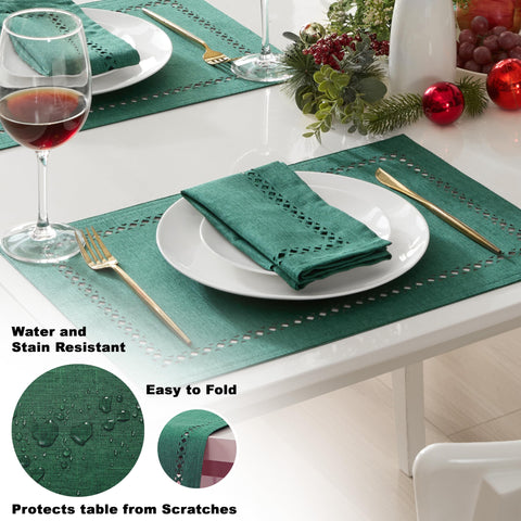 Newbridge servilletas verde texturizadas, tamaño 17x17, uso diario en la mesa.